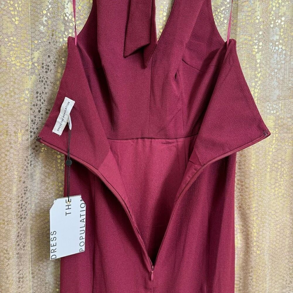 Dress The Population Shiloh Dark Magenta Halter Maxi Dress XS NWT - Picture 7 of 14